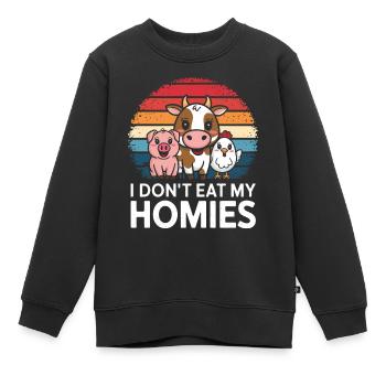 Vegetarian Vegan Veggie Vegetarian - Kids Premium Organic Sweatshirt - black - Front - AI Model Kid Female (0cm)