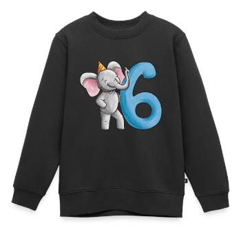 6e anniversaire éléphant - Sweat Premium enfant bio - noir - Devant - AI Model Kid Female (0cm)