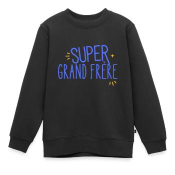 t shirt super grand frere cadeau garçon - Sweat Premium enfant bio - noir - Devant - AI Model Kid Female (0cm)