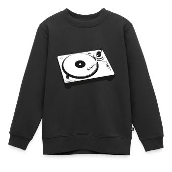 DJ Turntables Tourne-disque Techno - Sweat Premium enfant bio - noir - Devant - AI Model Kid Female (0cm)