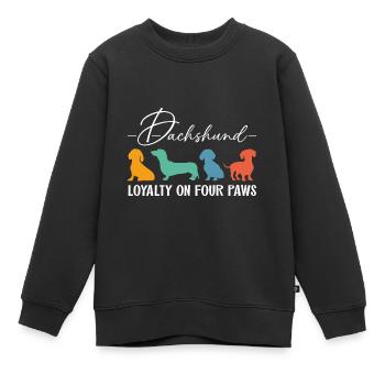 Fidélité teckel Loyauté sur quatre pattes - Sweat Premium enfant bio - noir - Devant - AI Model Kid Female (0cm)