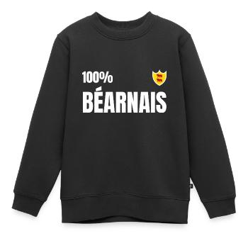 100% béarnais - cadeau t-shirt béarn - Sweat Premium enfant bio - noir - Devant - AI Model Kid Female (0cm)