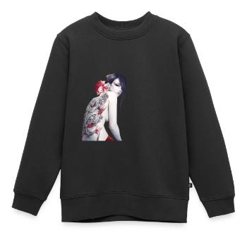 Asiatique - Sweat Premium enfant bio - noir - Devant - AI Model Kid Female (0cm)