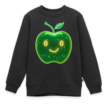 Pomme enfant vert vif - Sweat Premium enfant bio - noir - Devant - AI Model Kid Female (0cm)