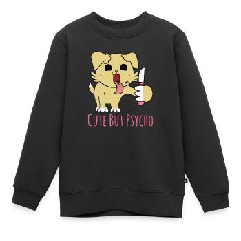 Süß aber psycho - Hund mit Messer - Kinder Premium Organic Sweatshirt - Schwarz - Vorne - AI Model Kid Female (0cm)