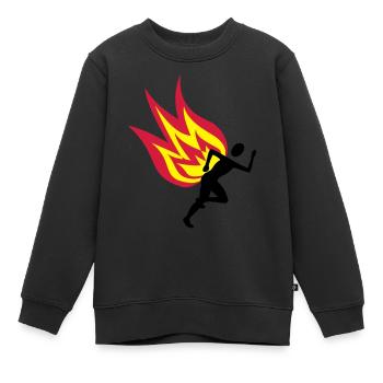 Jogger Feuer - Kinder Premium Organic Sweatshirt - Schwarz - Vorne - AI Model Kid Female (0cm)