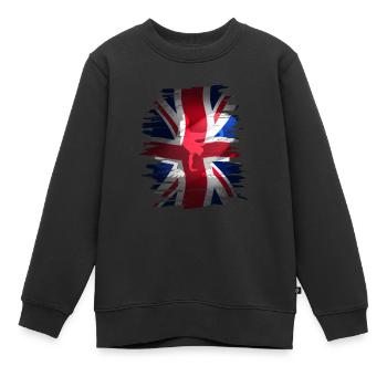 Union Jack brit England Fahne skater grunch street - Kinder Premium Organic Sweatshirt - Schwarz - Vorne - AI Model Kid Female (0cm)