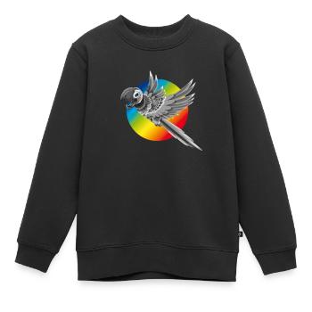 Papagei bunt fliegt Farbe Regenbogen Kinder comic - Kinder Premium Organic Sweatshirt - Schwarz - Vorne - AI Model Kid Female (0cm)