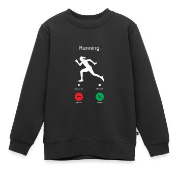 LAUFEN RUFT MICH - ICH MUSS LAUFEN! - Kinder Premium Organic Sweatshirt - Schwarz - Vorne - AI Model Kid Female (0cm)