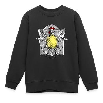 Le coq de Vitruve2 - Sweat Premium enfant bio - noir - Devant - AI Model Kid Female (0cm)