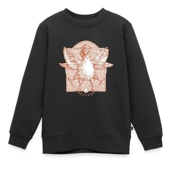 Le coq de Vitruve3 - Sweat Premium enfant bio - noir - Devant - AI Model Kid Female (0cm)