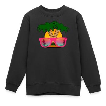 Sommerzeit! Sonnenbrillen & Palmen - Kinder Premium Organic Sweatshirt - Schwarz - Vorne - AI Model Kid Female (0cm)