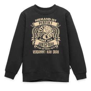 Signe du zodiaque vierge - est parfait - DE - Sweat Premium enfant bio - noir - Devant - AI Model Kid Female (0cm)