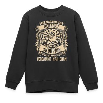Signe du zodiaque Scorpion - est parfait - DE - Sweat Premium enfant bio - noir - Devant - AI Model Kid Female (0cm)