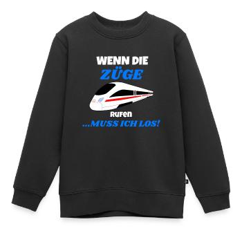 Si les trains appellent je dois aller 2 - Sweat Premium enfant bio - noir - Devant - AI Model Kid Female (0cm)