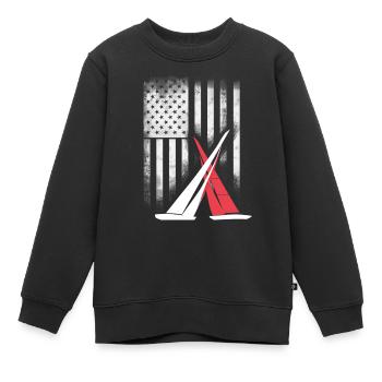 american sail Segeln americas cup match Race foil - Kinder Premium Organic Sweatshirt - Schwarz - Vorne - AI Model Kid Female (0cm)