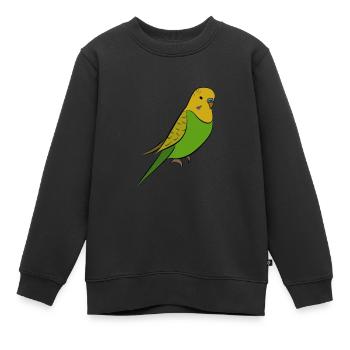 Wellensittich - Grün gelber Welli - Kinder Premium Organic Sweatshirt - Schwarz - Vorne - AI Model Kid Female (0cm)