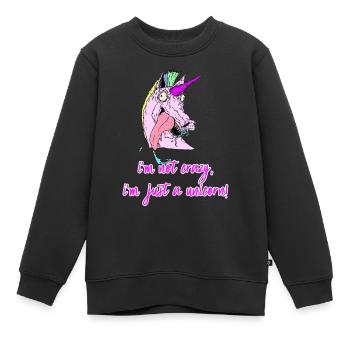 fou licorne licorne folle - Sweat Premium enfant bio - noir - Devant - AI Model Kid Female (0cm)