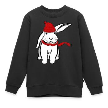 Kaninchen Hase Mütze Schal Schlappohr Schneehase - Kinder Premium Organic Sweatshirt - Schwarz - Vorne - AI Model Kid Female (0cm)