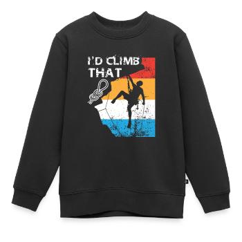 I'd climb that - hiking climbing gift - Sweat Premium enfant bio - noir - Devant - AI Model Kid Female (0cm)