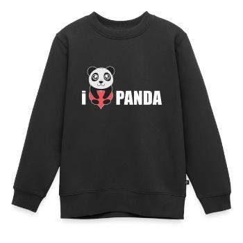 J'aime le cadeau panda Saint Valentin - Sweat Premium enfant bio - noir - Devant - AI Model Kid Female (0cm)
