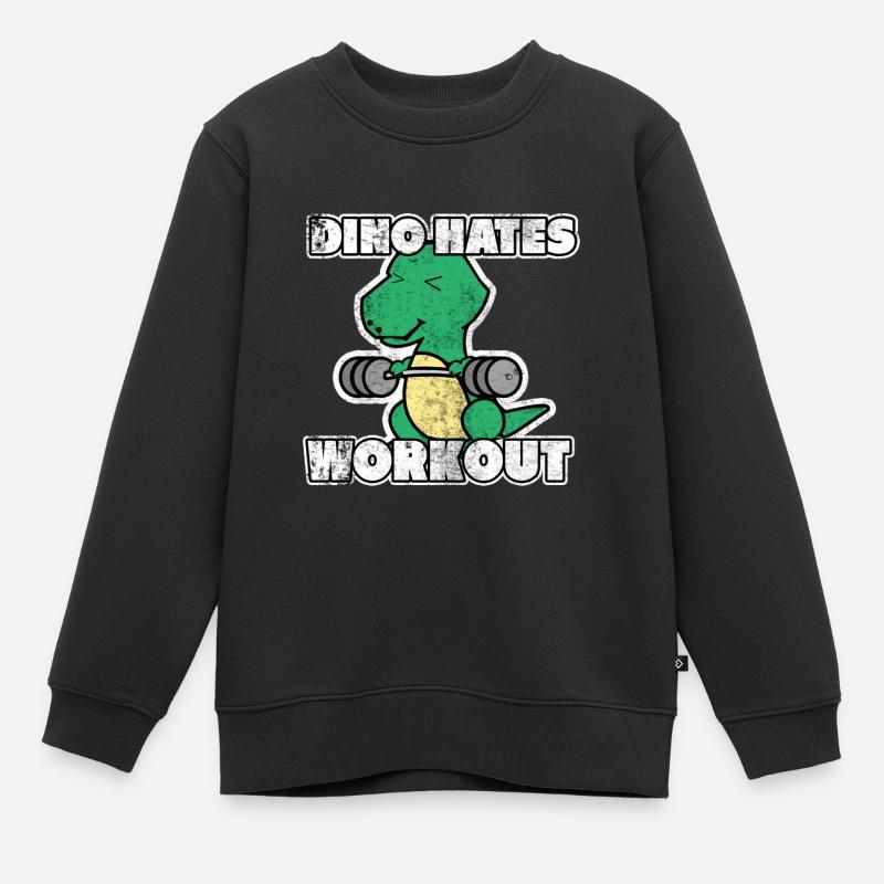 Dino hasst Workout Training Sport Geschenk Muskeln - Kinder Premium Organic Sweatshirt - Schwarz