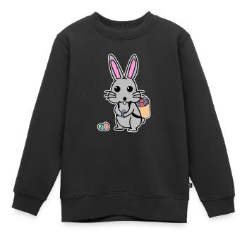 Osterhase versteckt Oster Eier Geschenk Tier Hase - Kinder Premium Organic Sweatshirt - Schwarz - Vorne - AI Model Kid Female (0cm)