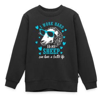 Travailler Mes brebis a un meilleur cadeau de la vie - Sweat Premium enfant bio - noir - Devant - AI Model Kid Female (0cm)