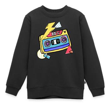 Style de musique de cassette des années 80 de bruit - Sweat Premium enfant bio - noir - Devant - AI Model Kid Female (0cm)