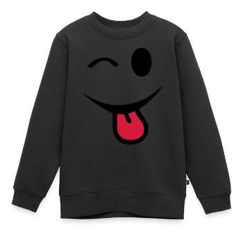Smiley Augen funkelten Augen language1 - Kinder Premium Organic Sweatshirt - Schwarz - Vorne - AI Model Kid Female (0cm)