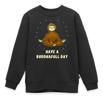 paresse bouddha om méditation namaste froid - Sweat Premium enfant bio - noir - Devant - AI Model Kid Female (0cm)