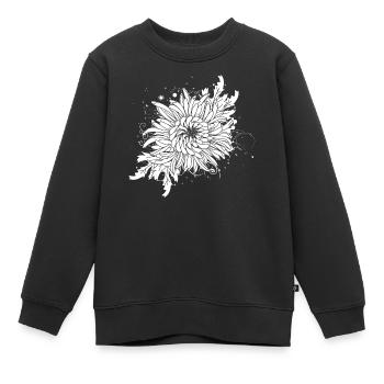 weiße Chrysantheme - Kinder Premium Organic Sweatshirt - Schwarz - Vorne - AI Model Kid Female (0cm)