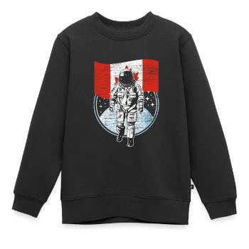 Astronaut mit Flagge von Kanada im Weltraum - Kinder Premium Organic Sweatshirt - Schwarz - Vorne - AI Model Kid Female (0cm)