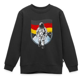 Deutschland Flagge im Weltraum Astronaut Mond - Kinder Premium Organic Sweatshirt - Schwarz - Vorne - AI Model Kid Female (0cm)
