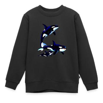 Killer Whale Family - Kinder Premium Organic Sweatshirt - Schwarz - Vorne - AI Model Kid Female (0cm)