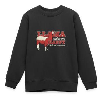 Lama Glück Alpaka Geschenk Tier Spucken glücklich - Kinder Premium Organic Sweatshirt - Schwarz - Vorne - AI Model Kid Female (0cm)