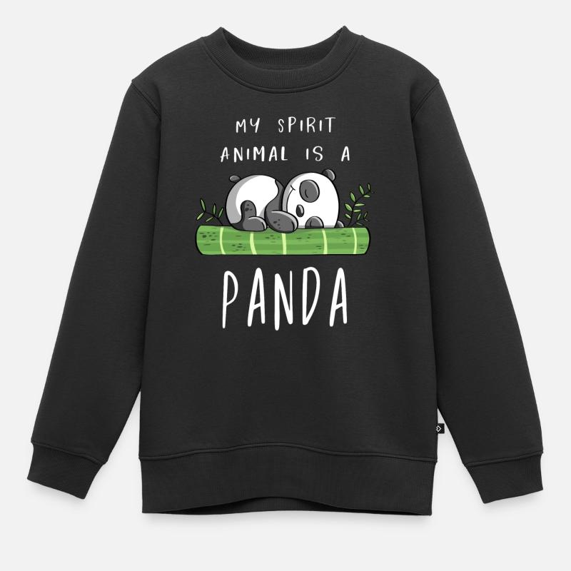 Mon esprit Animal est un panda - Panda Bear - Comic - Sweat Premium enfant bio - noir