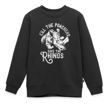 Rettet Nashörner stoppt Rodung Geschenk Tier Natur - Kinder Premium Organic Sweatshirt - Schwarz - Vorne - AI Model Kid Female (0cm)