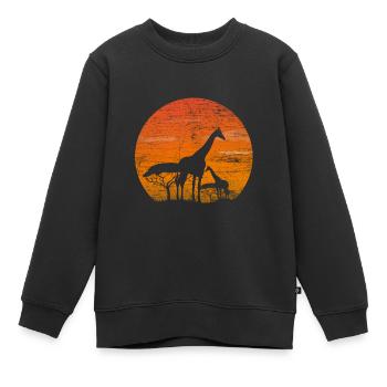 Giraffe vintage Geschenk Tier groß Hals - Kinder Premium Organic Sweatshirt - Schwarz - Vorne - AI Model Kid Female (0cm)