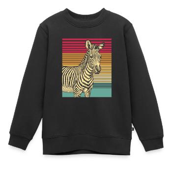 Zebra Retro cadeau animal nature safari bandes. - Sweat Premium enfant bio - noir - Devant - AI Model Kid Female (0cm)