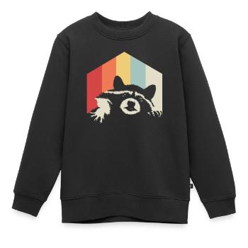 Raton laveur rétro coloré couleurs cadeau forêt nature - Sweat Premium enfant bio - noir - Devant - AI Model Kid Female (0cm)