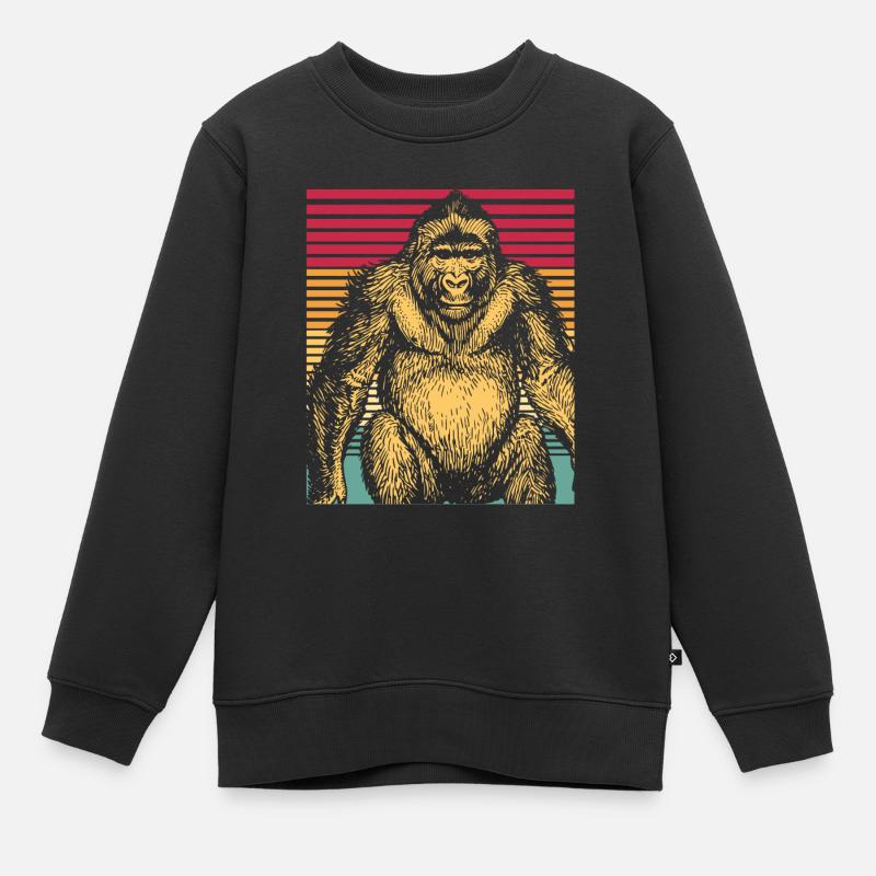 Affe Primat Gorilla Schimpanse Tier Zoo Tierpark - Kinder Premium Organic Sweatshirt - Schwarz