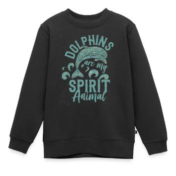 Delphin Wal Meeresbewohner Meer Strand Schwimmen - Kinder Premium Organic Sweatshirt - Schwarz - Vorne - AI Model Kid Female (0cm)