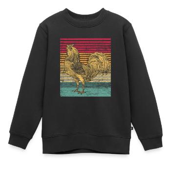 Poulet coq poule maison oiseau animal cadeau vintage - Sweat Premium enfant bio - noir - Devant - AI Model Kid Female (0cm)