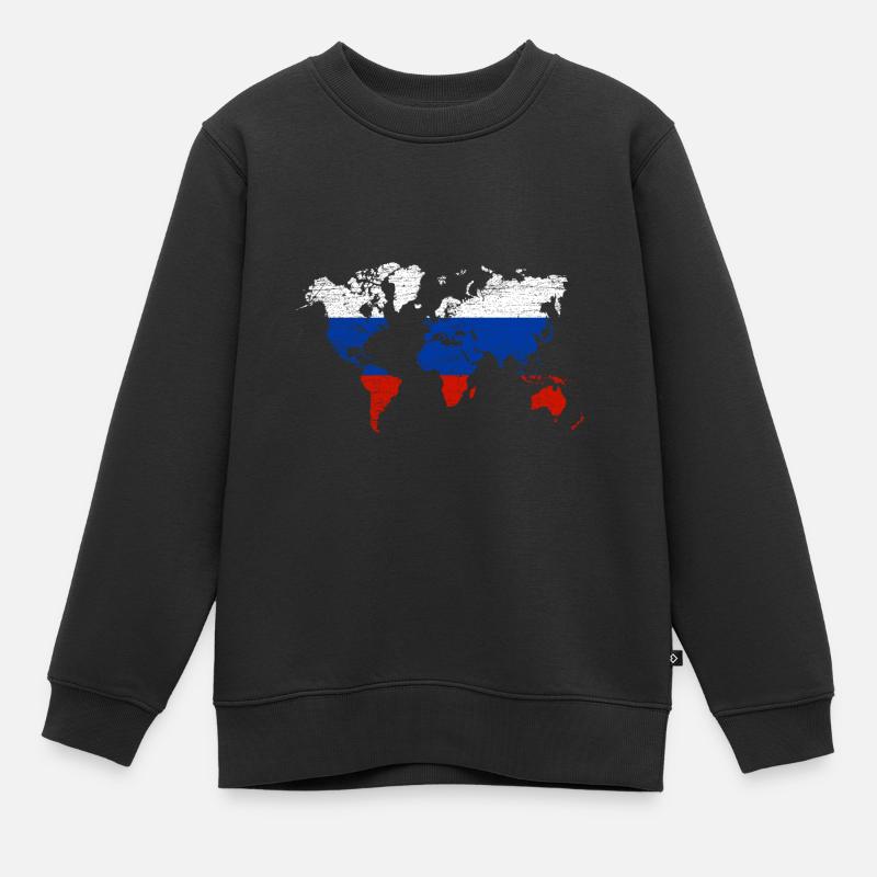 Carte du monde Russie - Sweat Premium enfant bio - noir