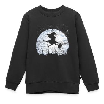 Balai de sorcière cadeau magique de balai de sorcière - Sweat Premium enfant bio - noir - Devant - AI Model Kid Female (0cm)