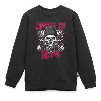 Sport Gym Workout Muskelmann Muskeln Geschenk - Kinder Premium Organic Sweatshirt - Schwarz - Vorne - AI Model Kid Female (0cm)