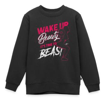 Sportlerin Kraftsport Bodybuilder Biest trainieren - Kinder Premium Organic Sweatshirt - Schwarz - Vorne - AI Model Kid Female (0cm)