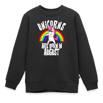 Unicorns born in August Floss Einhorn Geburtstag - Kinder Premium Organic Sweatshirt - Schwarz - Vorne - AI Model Kid Female (0cm)