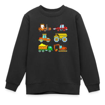 Vehicles on the construction site for children - Kids Premium Organic Sweatshirt - black - Front - AI Model Kid Female (0cm)